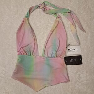 NA-KD Pastel Halter Swimsuit